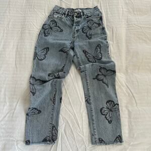 PacSun Eco Butterfly High Waisted Straight Leg Jeans Raw Hem 100% Cotton Size 23